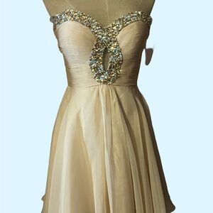 Sherri Hill strapless nude cocktail dress prom pageant size 4